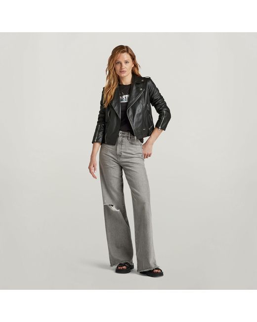 Veste Leather Biker G-Star en coloris Black
