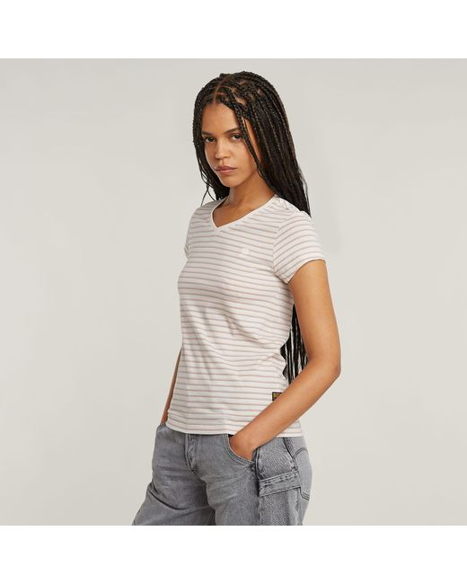 T-Shirt Stripe Eyben Slim V-Neck 2.0 G-Star en coloris White