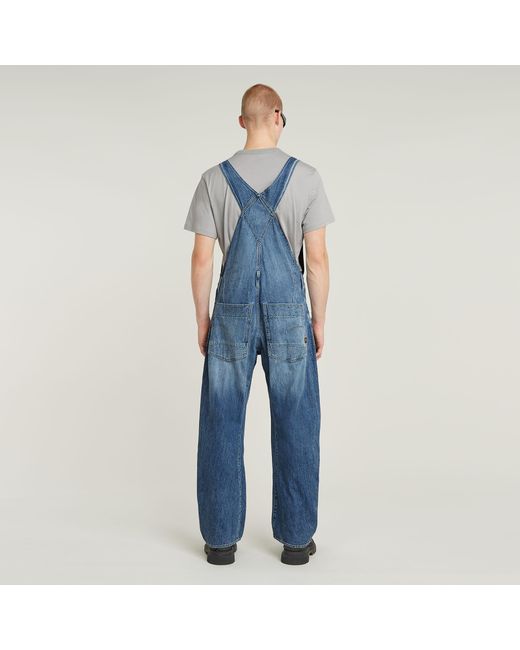 G-Star Blue Denim Dungaree 3D Loose for men