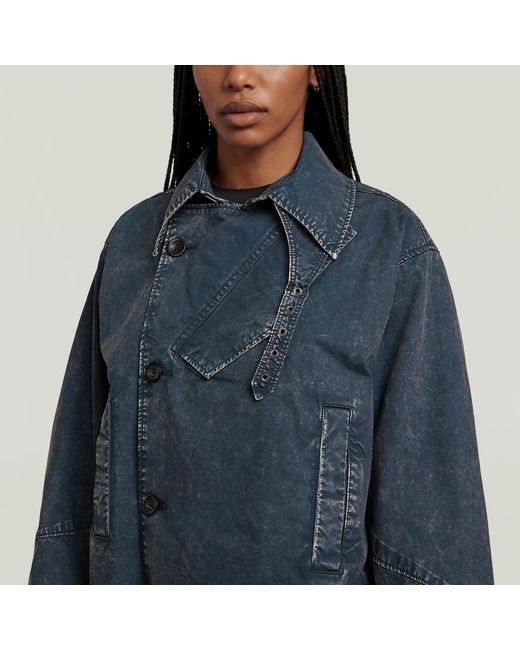 G-Star Oversized Short Trenchcoat in het Blue