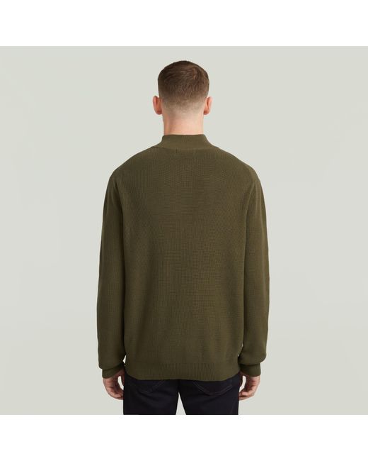 G-Star Green Structure Half Zip Knit for men