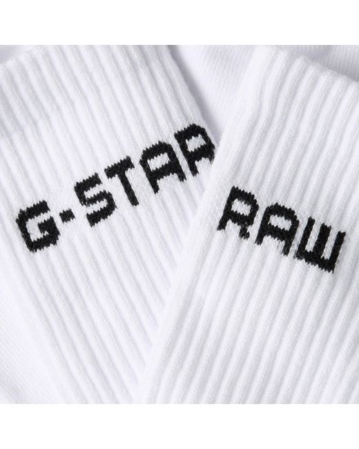 Chaussettes Sport Lot De 2 G-Star RAW pour homme en coloris White