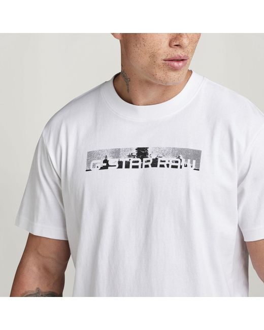G-Star White Flight Deck Back Graphic Loose T-Shirt for men