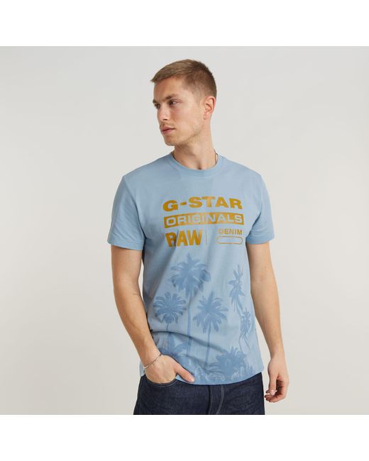 G-Star RAW Palm Originals T-Shirt in Blue für Herren