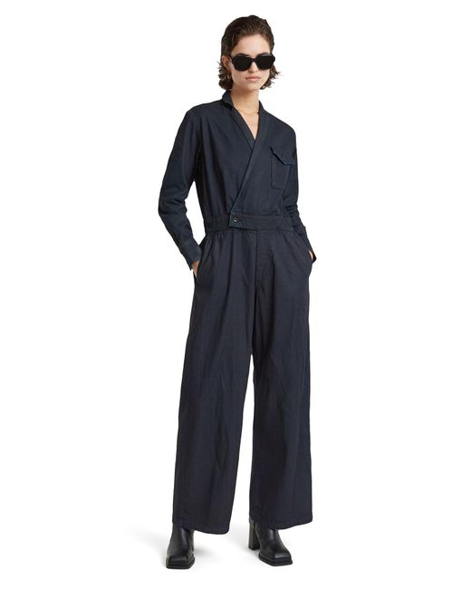 G-Star Blue Tailored Wrap Jumpsuit