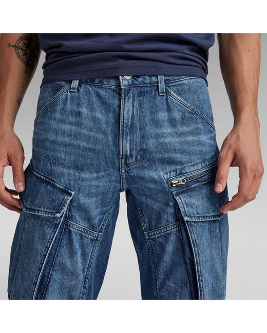 G-Star RAW Rovic Zip 3D Regular Tapered Denim Jeans in Blue für Herren