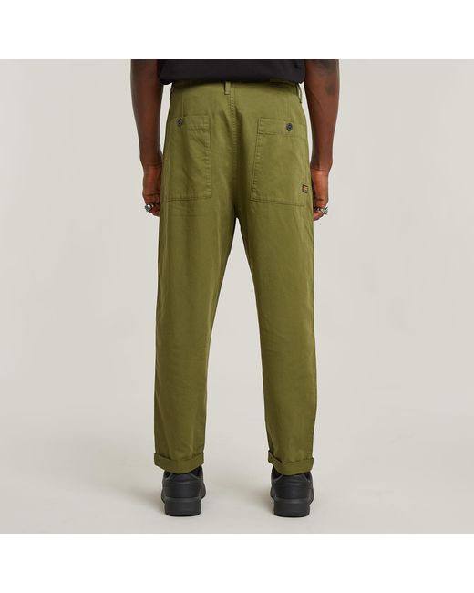 G-Star Pleated Chino Relaxed Tapered in Green für Herren