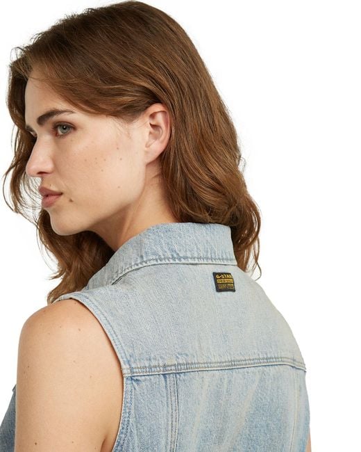 G-Star Blue Pitched Hem Slim Vest