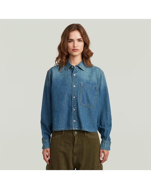 Chemise Boxy Relaxed One-Pocket G-Star en coloris Blue