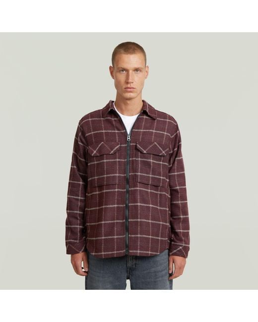 G-Star Zip Regular Overshirt in het Brown voor heren