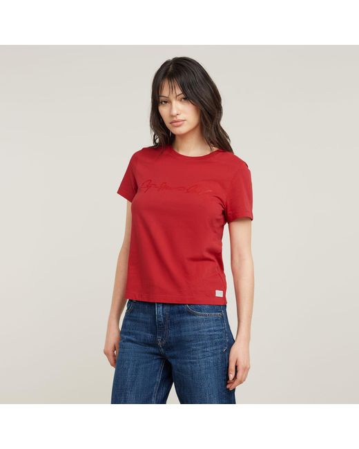 G-Star G-Script Shiny Top in het Red