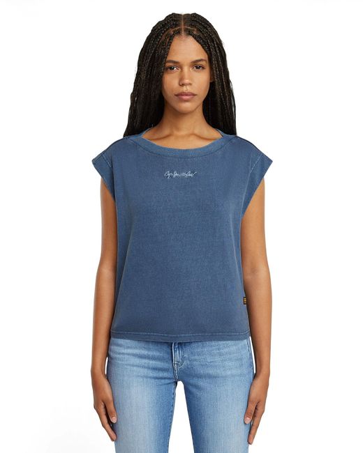 G-Star Blue Mini G-Script Logo Overdyed Top