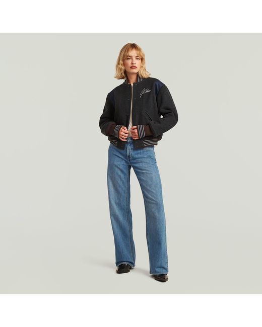 G-Star Black Cropped Varsity Bomber Jacket
