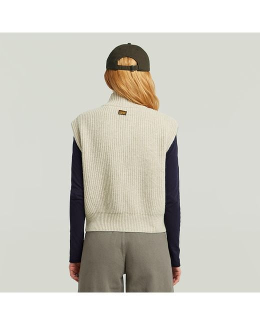 G-Star Natural Cable Full Zip Vest Knit