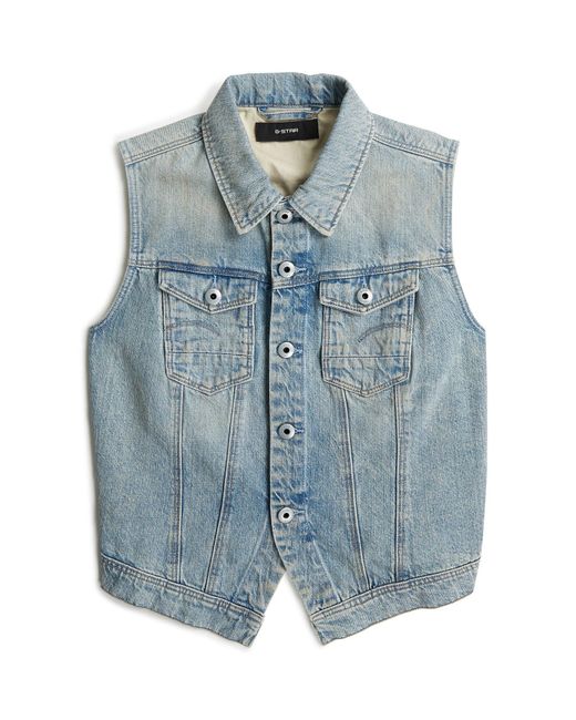 G-Star Blue Pitched Hem Slim Vest