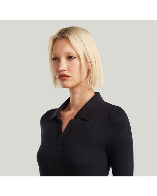 G-Star Blue Ribbed Slim Poloshirt