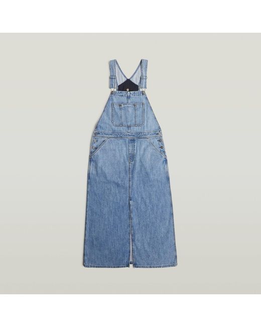 G-Star Blue Skater Maxi Dungaree Kleid