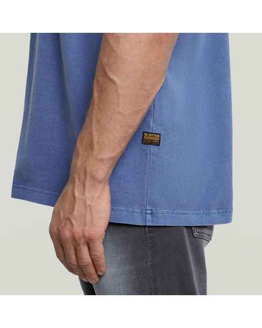 G-Star Multi Logo Overdyed Loose T-Shirt in het Blue voor heren