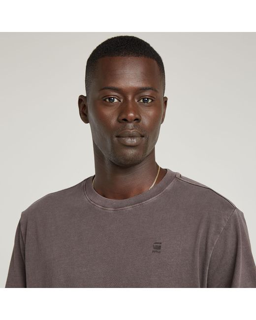 G-Star Brown Text Back Graphic Overdyed Lash T-Shirt for men