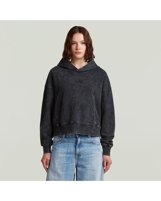 G-Star Black Washed A Line Script Hoodie Sweater