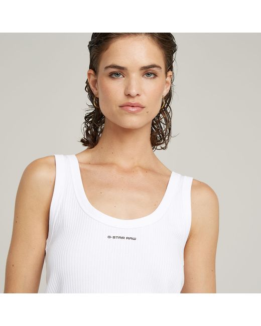 G-Star White Slim Rib Tank Top