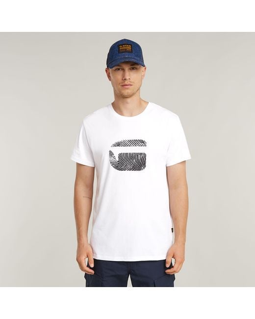 送料込★G-Star★Finger Print Burger Tシャツ G-Star Finger Print Burger T-Shirt in White for Men | Lyst