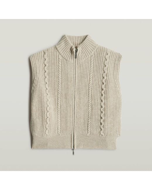 G-Star Natural Cable Full Zip Vest Knit