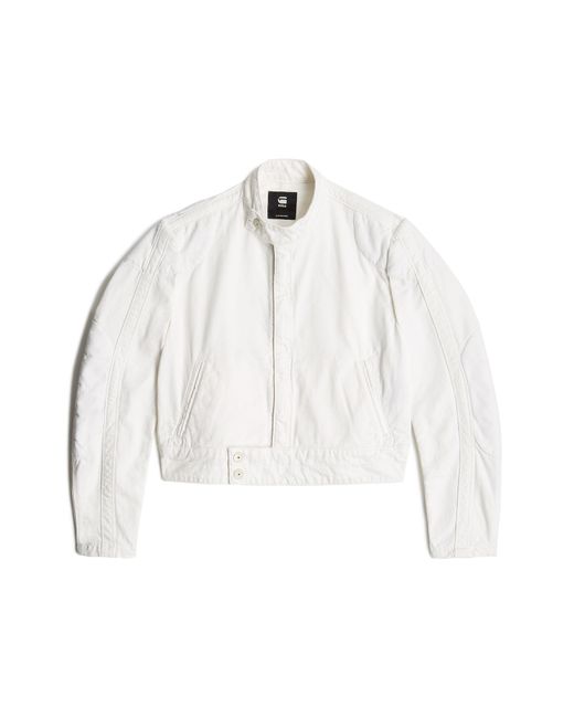 G-Star White Short Moto Jacket