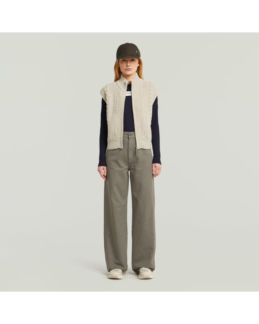 G-Star Natural Cable Full Zip Vest Knit