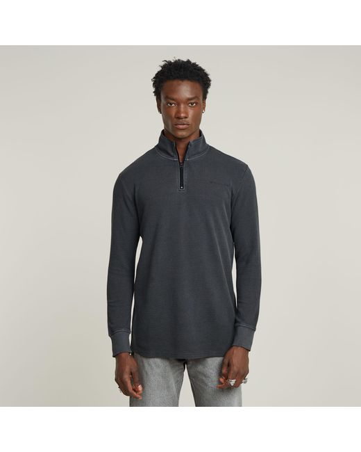 G-Star Black Overdyed Half Zip Tweeter for men
