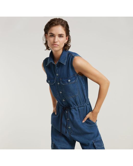 G-Star RAW Soft Utility Jumpsuit in het Blue