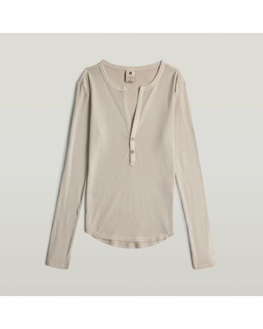G-Star Deep V Slim Top in het Natural