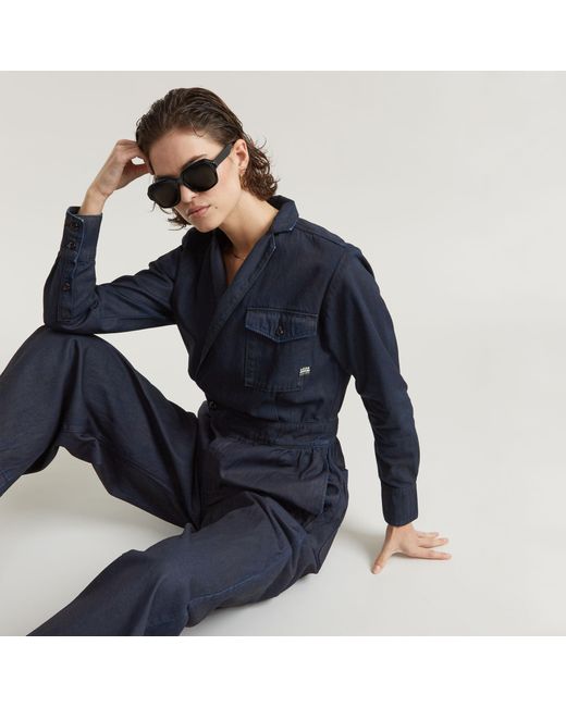 G-Star Blue Tailored Wrap Jumpsuit