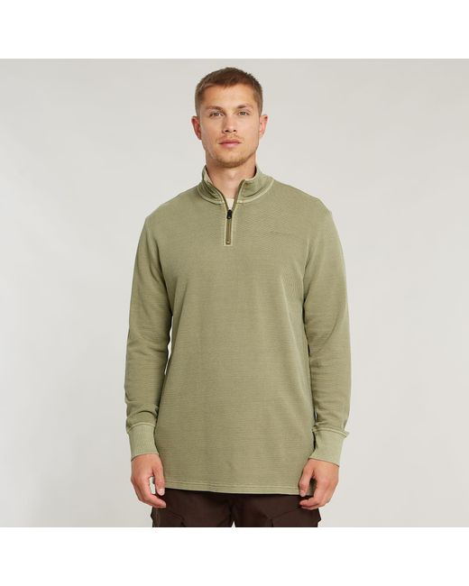 G-Star Overdyed Half Zip Tweeter in Green für Herren