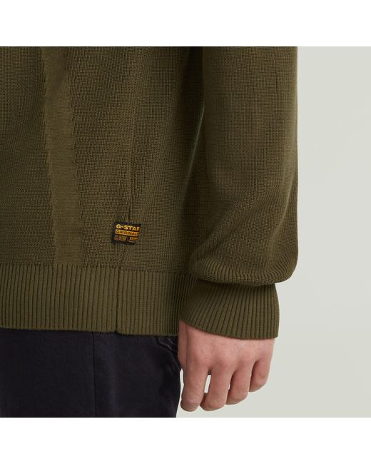 G-Star Green Structure Half Zip Knit for men