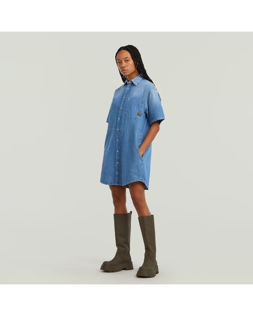 G-Star Relaxed Drawcord Jurk in het Blue