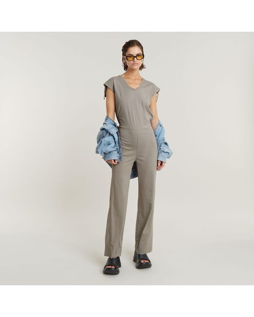 G-Star RAW Blue Riveted Flared Jumpsuit
