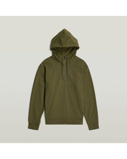 G-Star Green Script Half Zip Hoodie Sweater for men