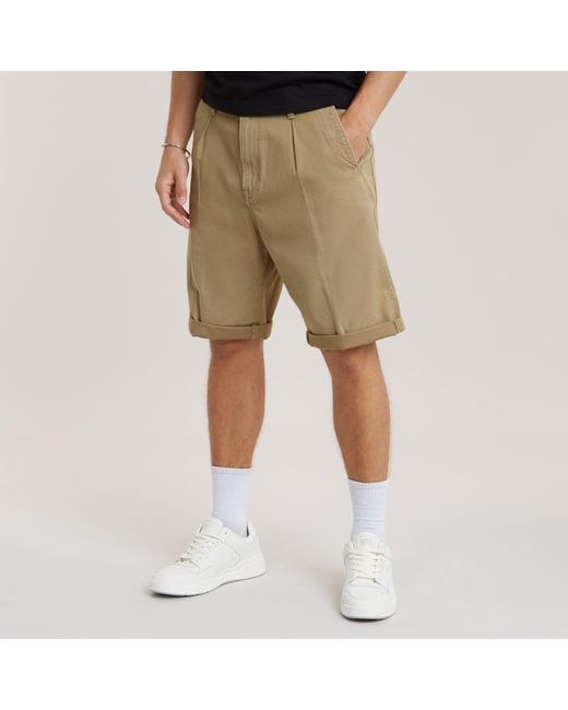 G-Star RAW Pleated Chino Shorts in Natural für Herren