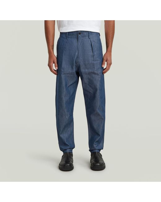G-Star Pleated Chino Relaxed Tapered Jeans in het Blue voor heren