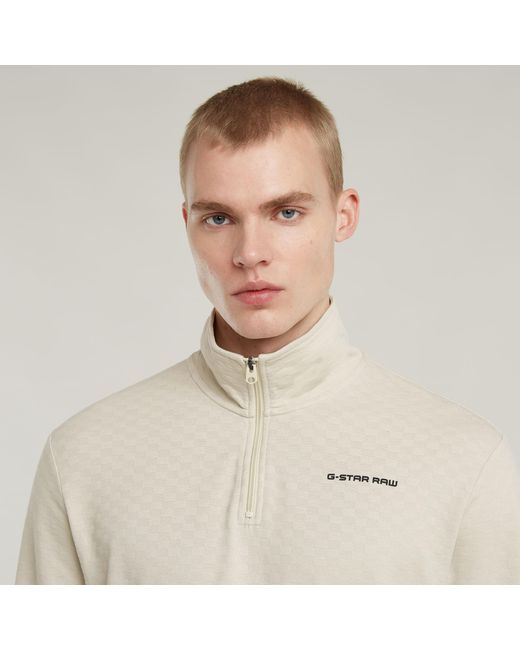 G-Star Checquard Tweeter Half Zip in het Natural voor heren