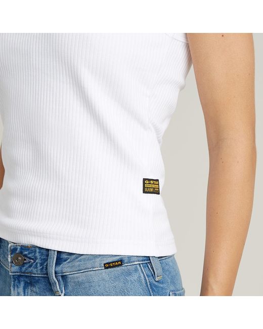 G-Star White Slim Rib Tank Top