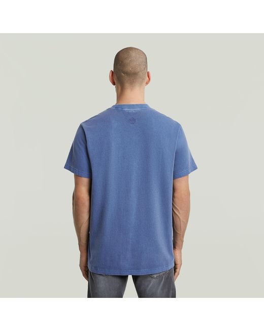 G-Star Multi Logo Overdyed Loose T-Shirt in het Blue voor heren