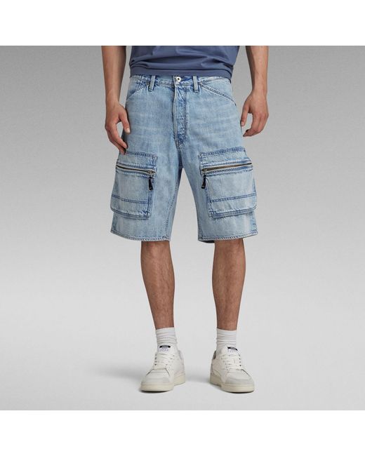 G-Star RAW Denim Cargo Loose Shorts in Blue für Herren