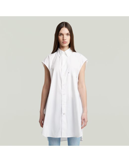G-Star Sleeveless Oversized Overhemd in het White