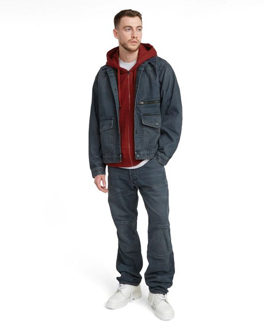 G-Star Red Multi Zip Thru Loose Hooded Sweater for men