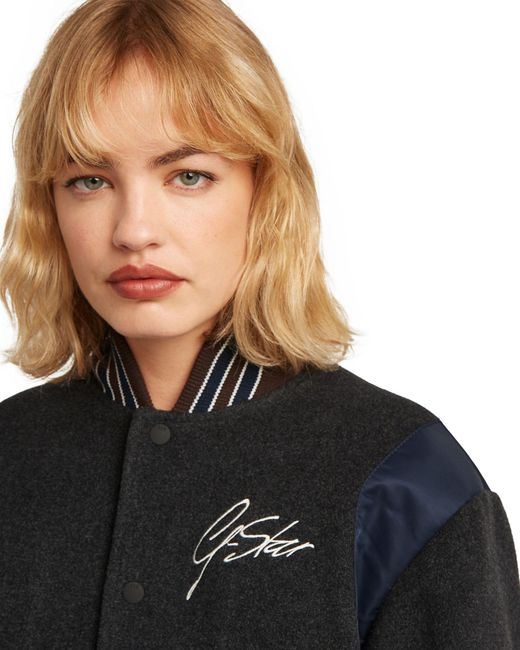 G-Star Black Cropped Varsity Bomber Jacket