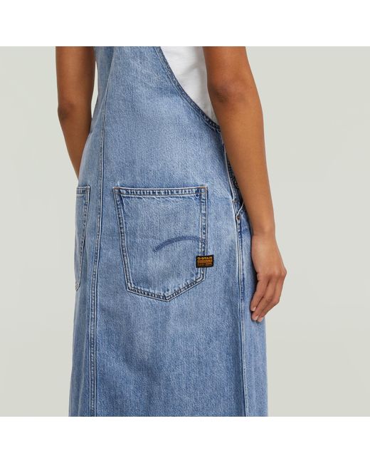 G-Star Blue Skater Maxi Dungaree Kleid