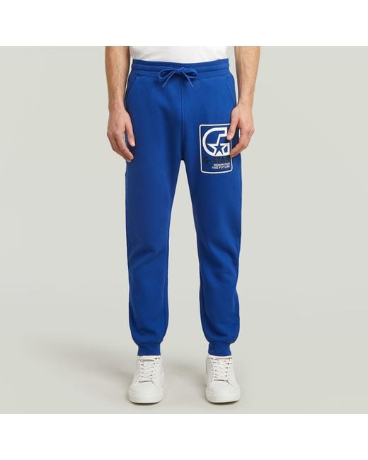 G-Star Men's Blue Multi Logo Graphic Sweat Pants