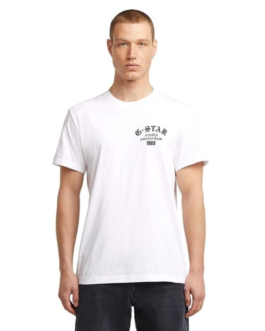 G-Star White Studio Ams T-Shirt for men